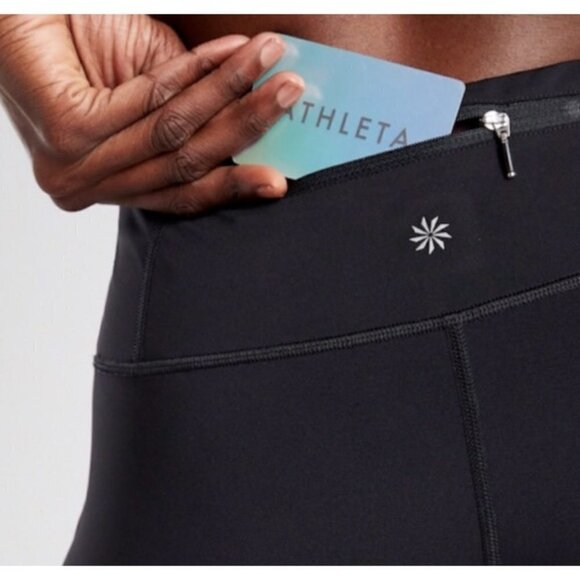 Athleta Sz S Black Laser Cut Out Perforated Capri Cropped Pants Leggings - Picture 6 of 15